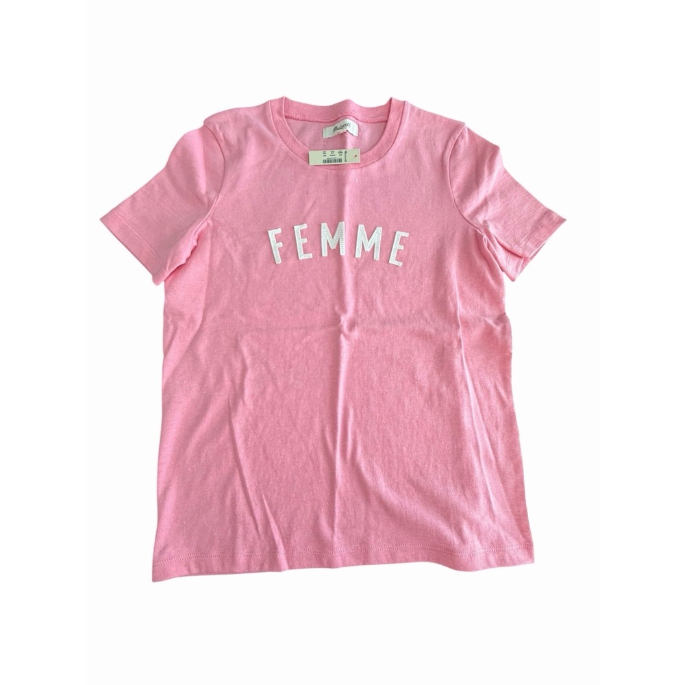 Madewell FEMME T Shirt Women's XXS Pink 100% Cotton French New With Tags #DD13-1